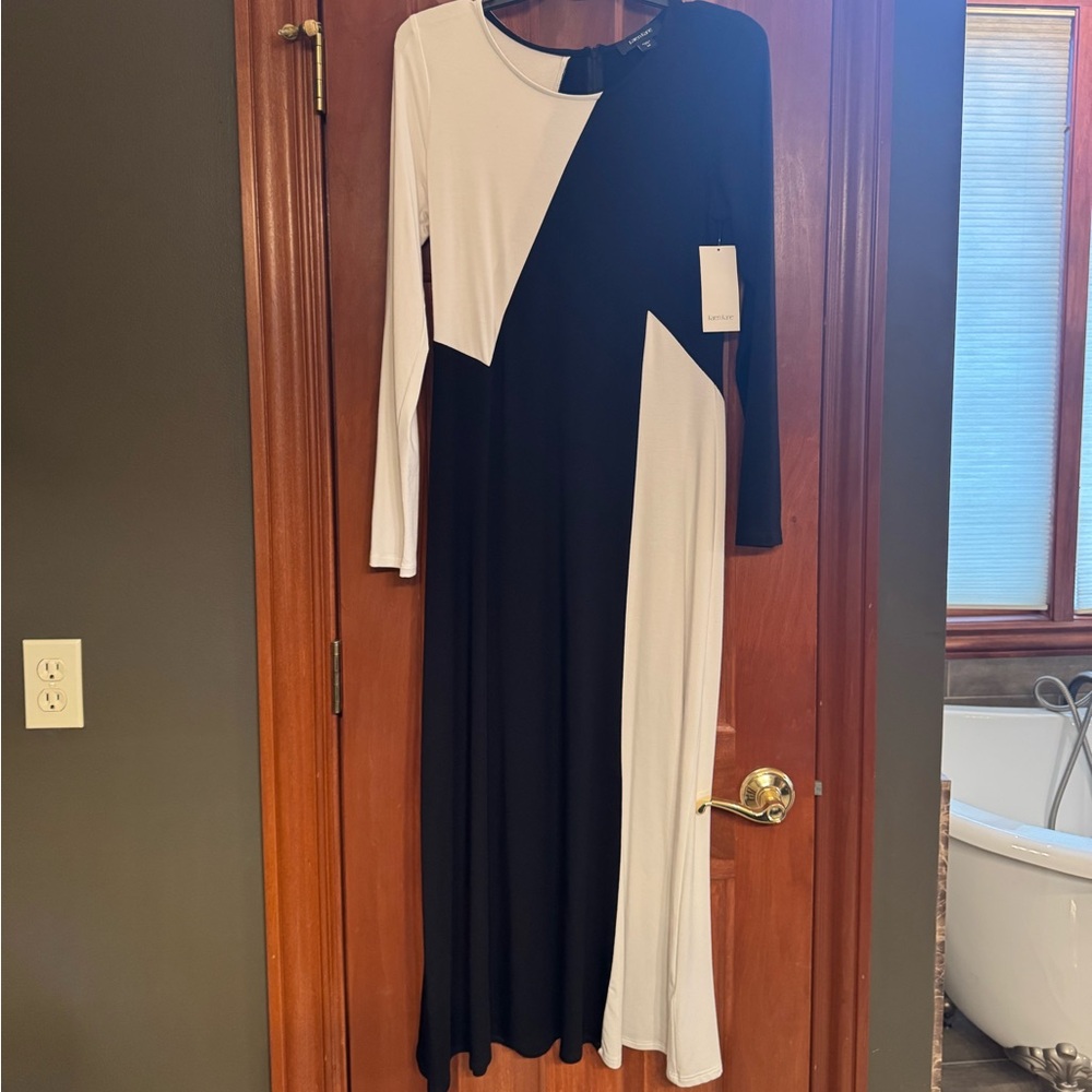 Karen Kane swing midi dress, black and white, size medium